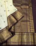Beige and brown kanchipuram