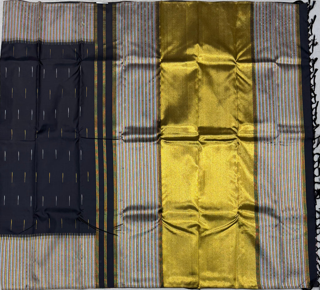 Black temple border kanchipuram silk saree