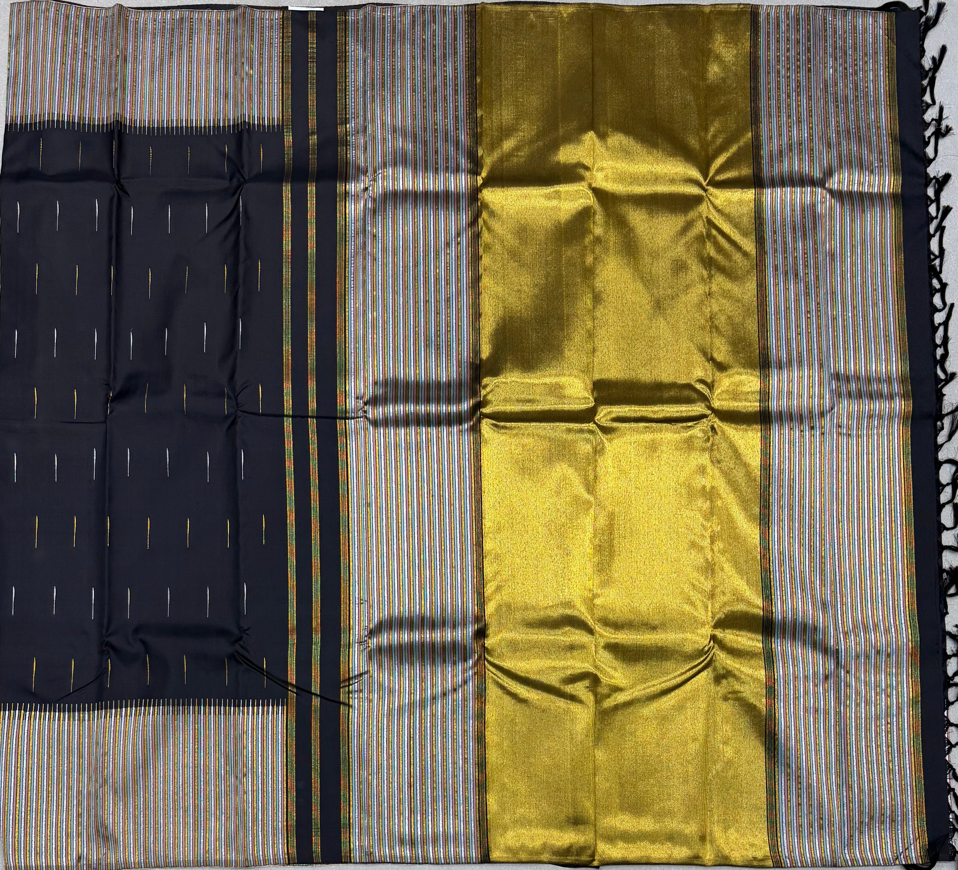 Black temple border kanchipuram silk saree