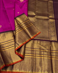 Magenta with brown long border Kanchipuram