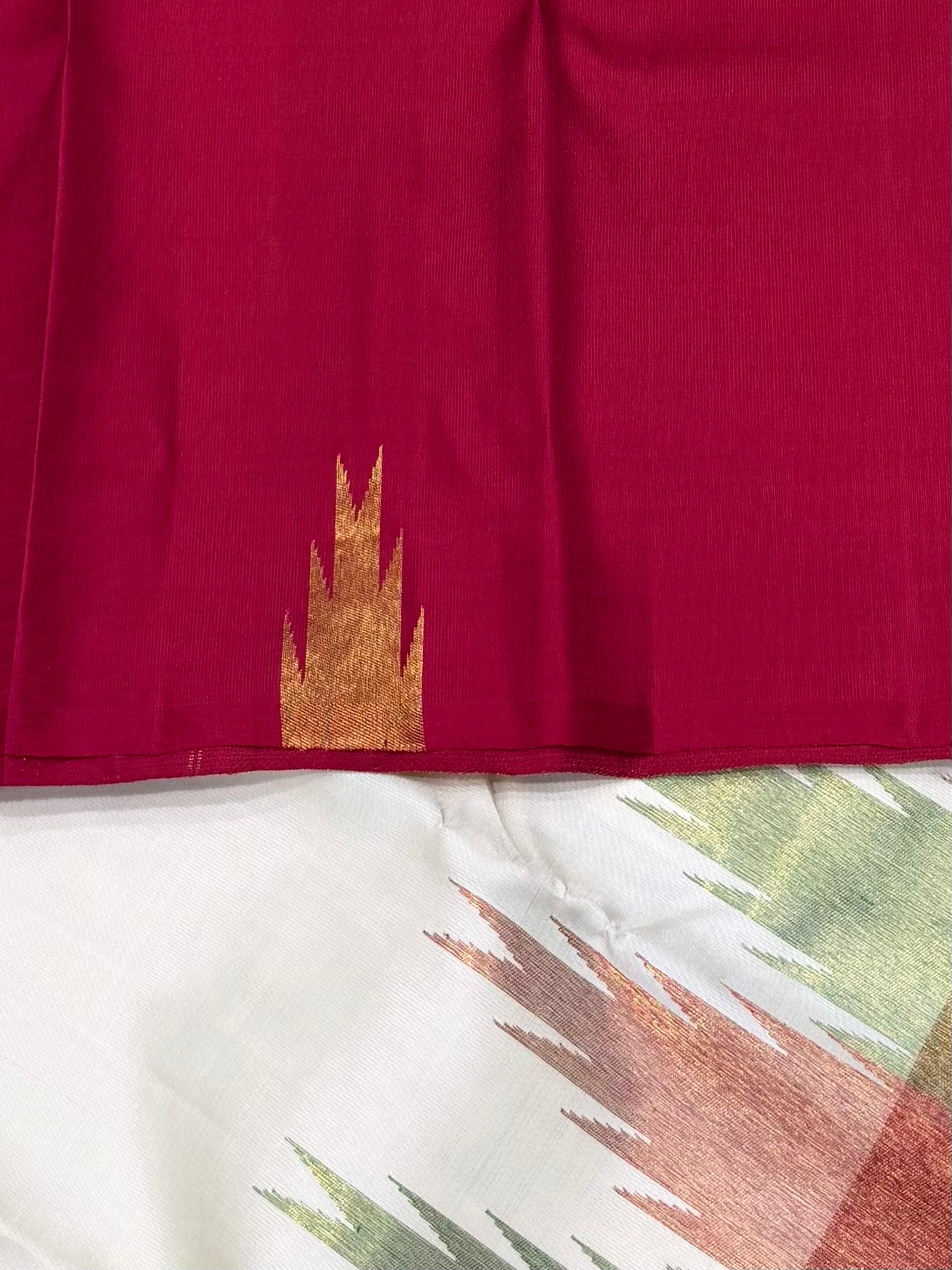 Halfwhite temple border kanchipuram silk saree