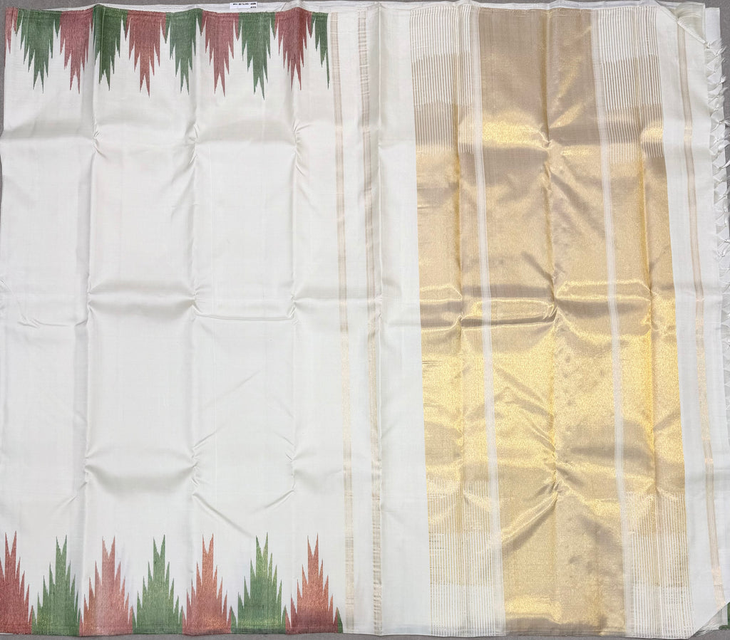 White temple border kanchipuram silk saree