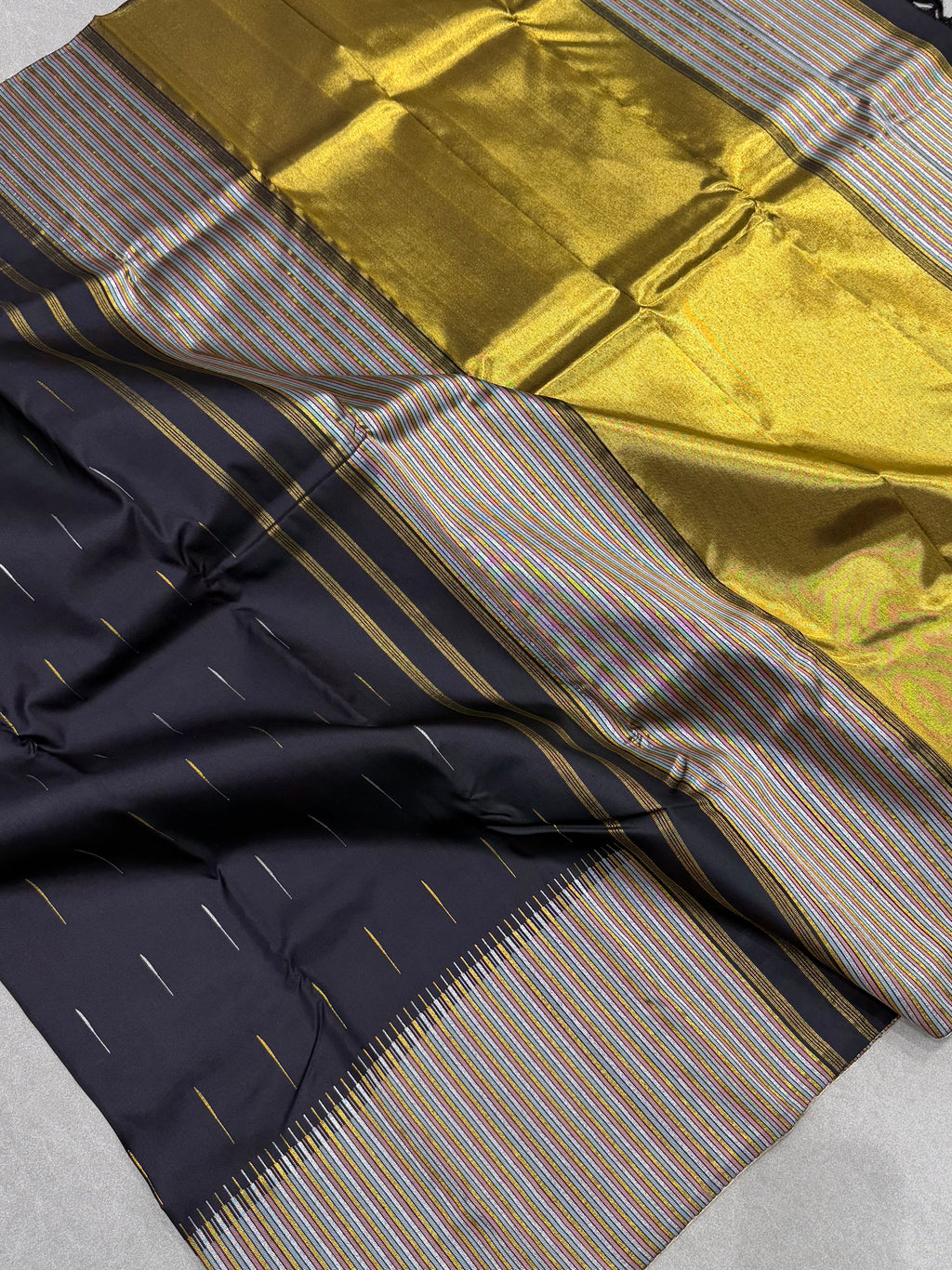 Black temple border kanchipuram silk saree