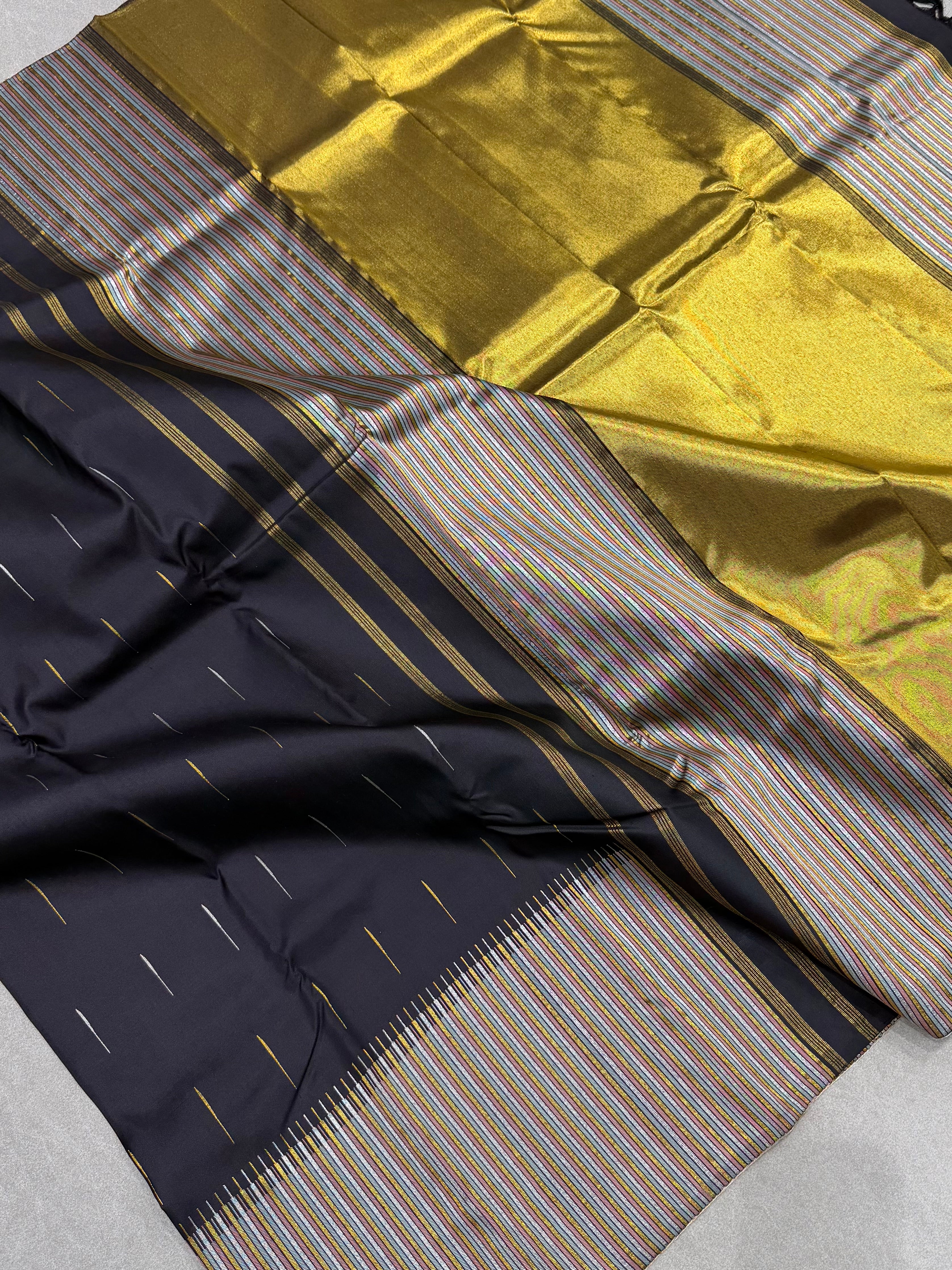 Black temple border kanchipuram silk saree