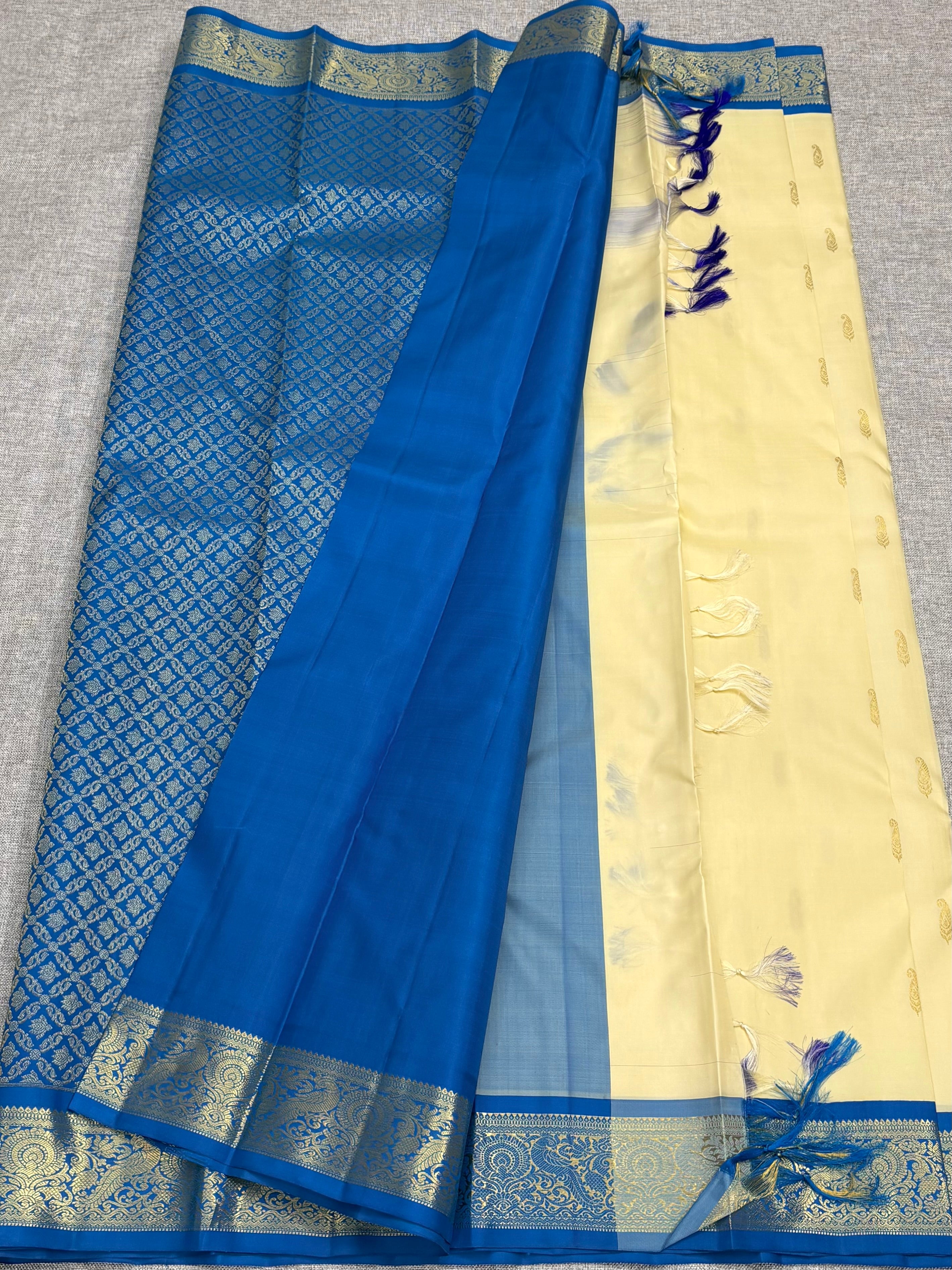 White Korvai kanchipuram silk saree