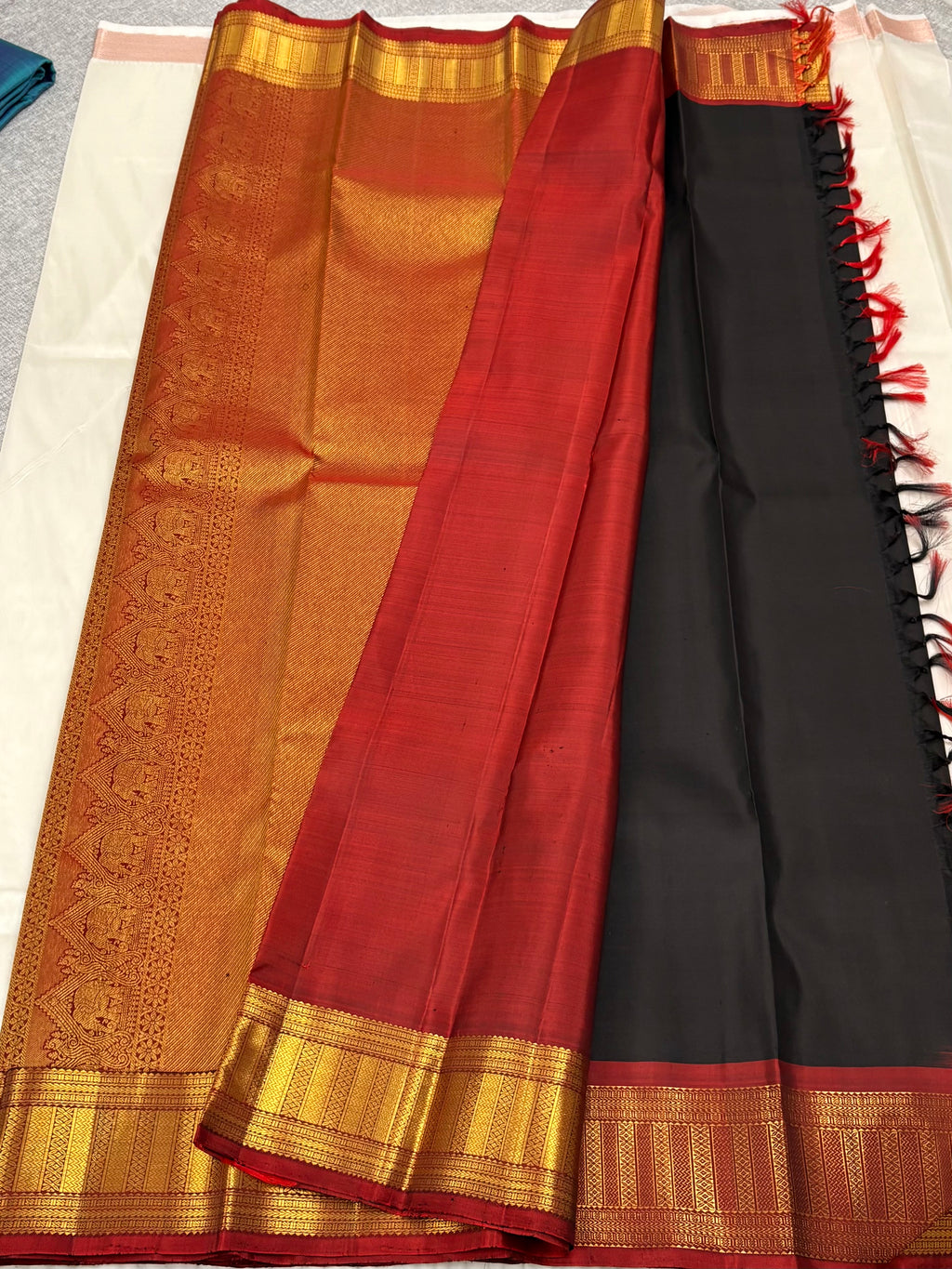 Black with maroon Kancheevaram