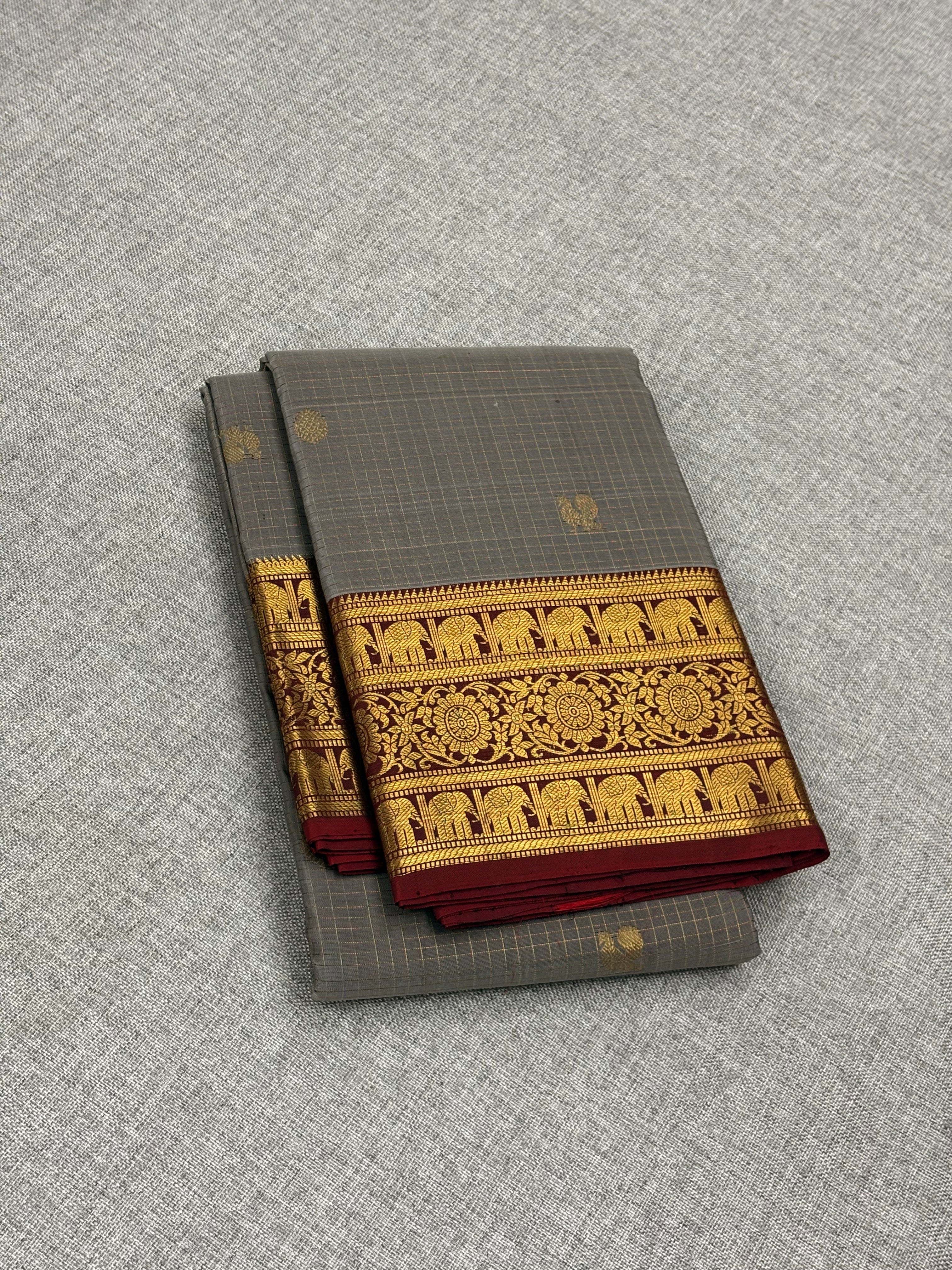 Grey vairaoosi kanchipuram silk saree