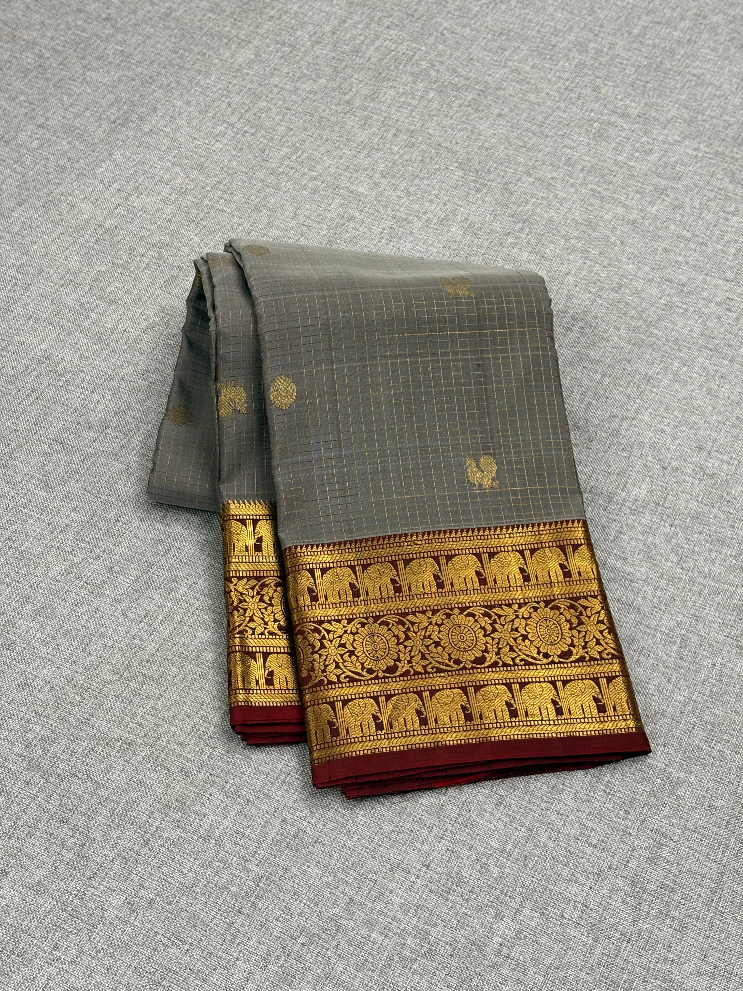 Grey vairaoosi kanchipuram silk saree