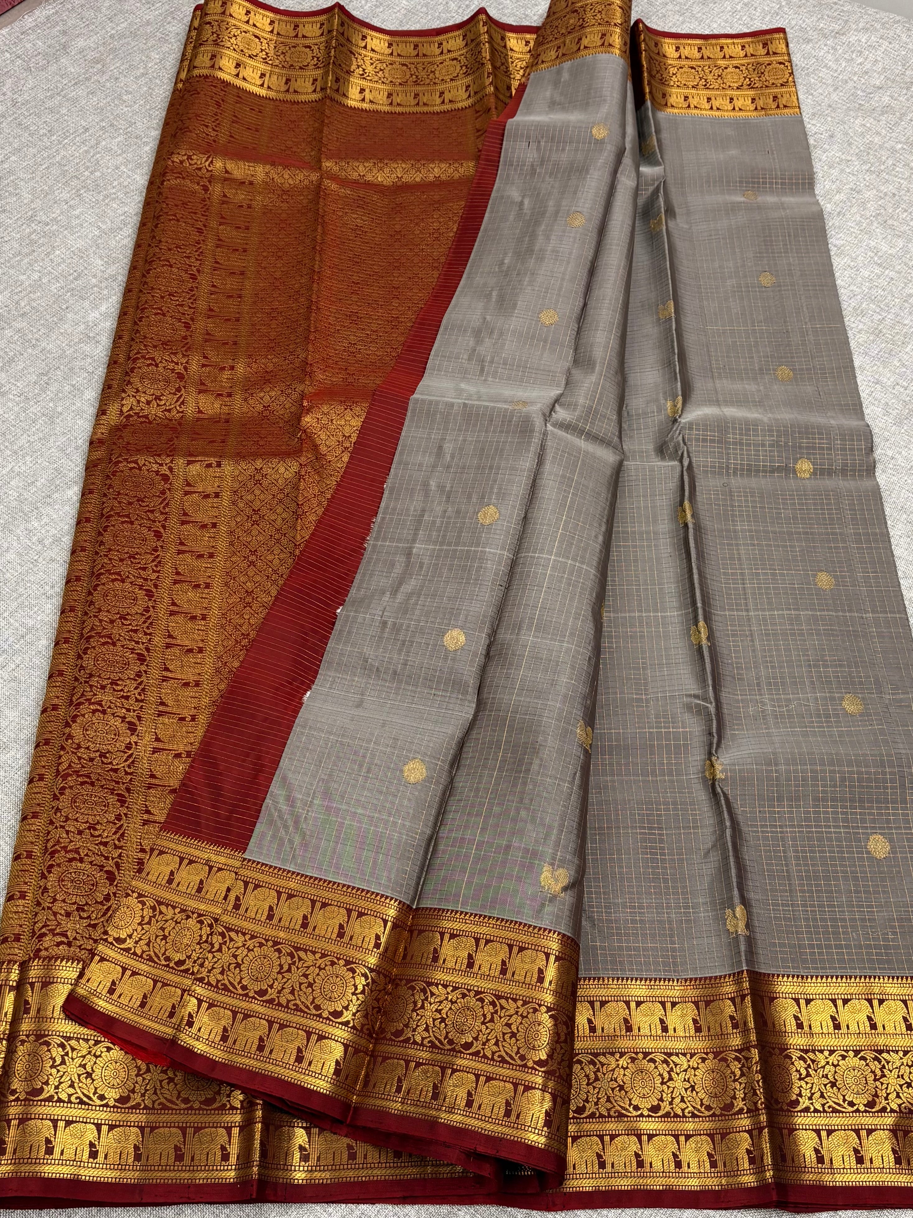 Grey vairaoosi kanchipuram silk saree