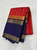 Red with blue kanchipuram silk saree